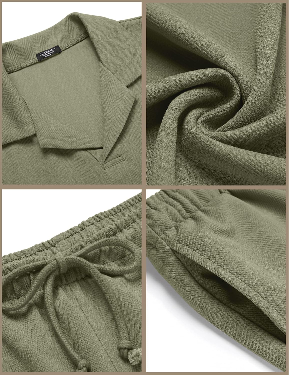 Miniatura 8 de COOFANDY Conjunto de camisa polo y pantalones cortos para hombre, trajes de verano de 2 piezas, pantalones cortos, trajes de moda casuales de manga