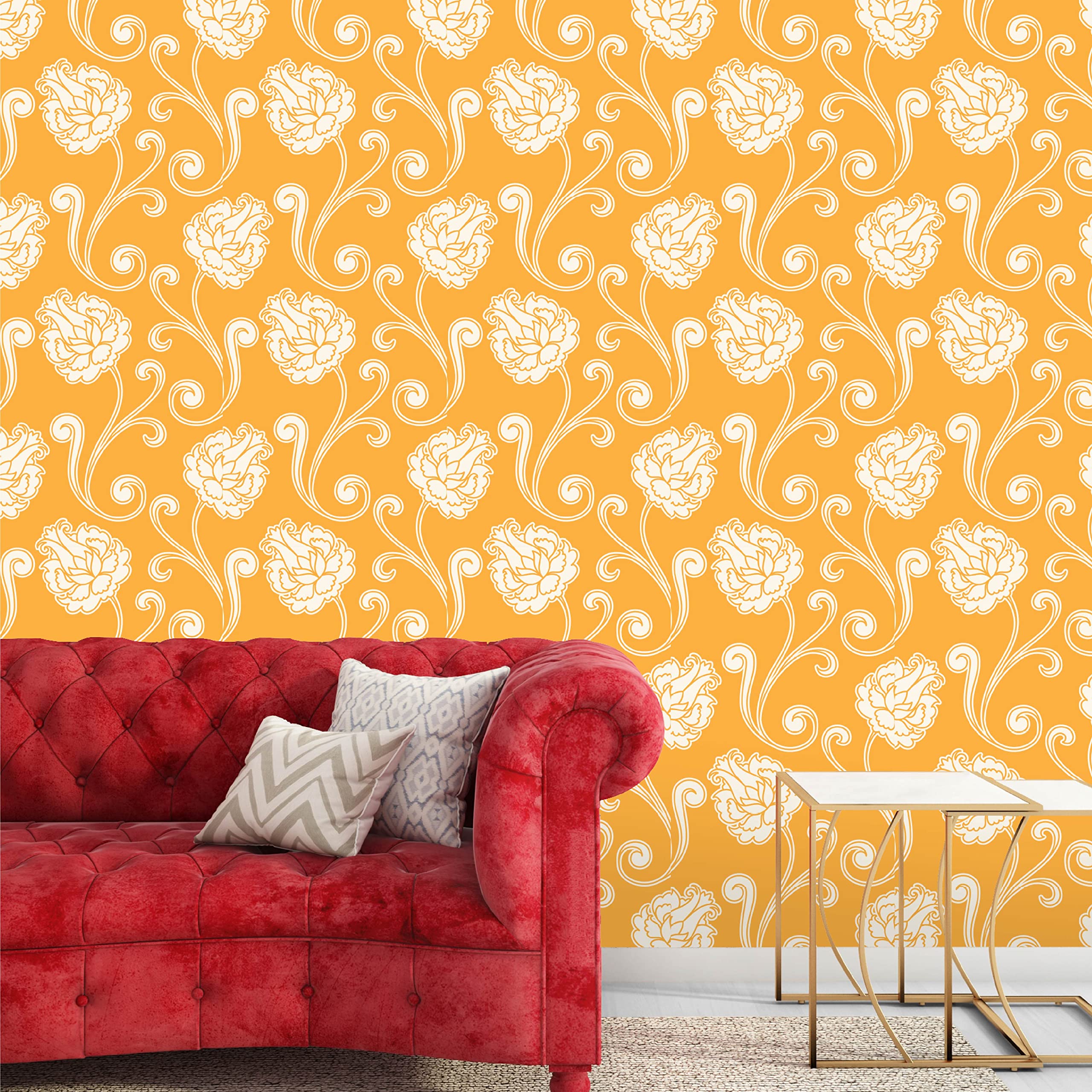 Asian Paints EzyCR8 Floral Vintage Flowers-Orange| Self Adhesive Wallpaper (45x300cm)| DIY Wall Decor|Water-Resistant| Living Room|Puja Room| Multi Surface Application, Kids Room, Play Room (B09VDJZFDC) Amazon Price History, Amazon Price Tracker