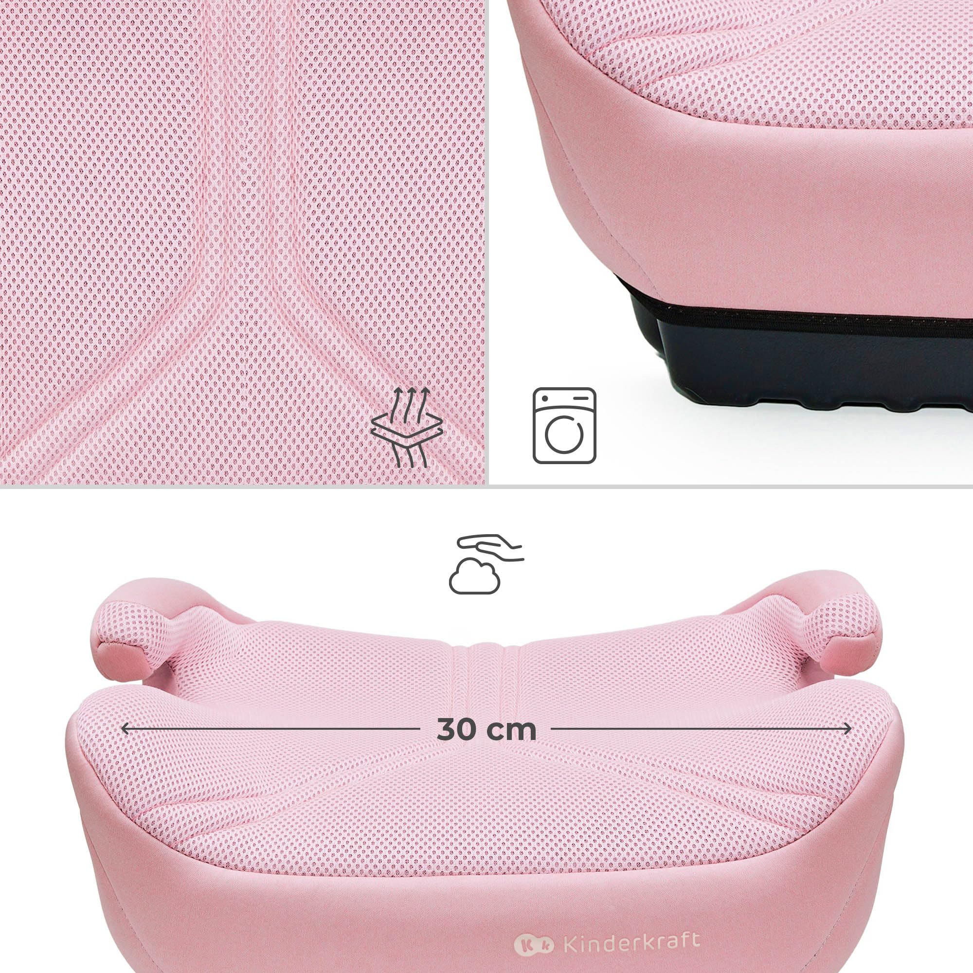 Kinderkraft, I-Boost 2 PRO i-Size Car Seat 125–150 cm, ISOFIX Booster Seat, Lightweight Child Car Seat, R129 Approved, AIR Flow, Black, Pink — view 3