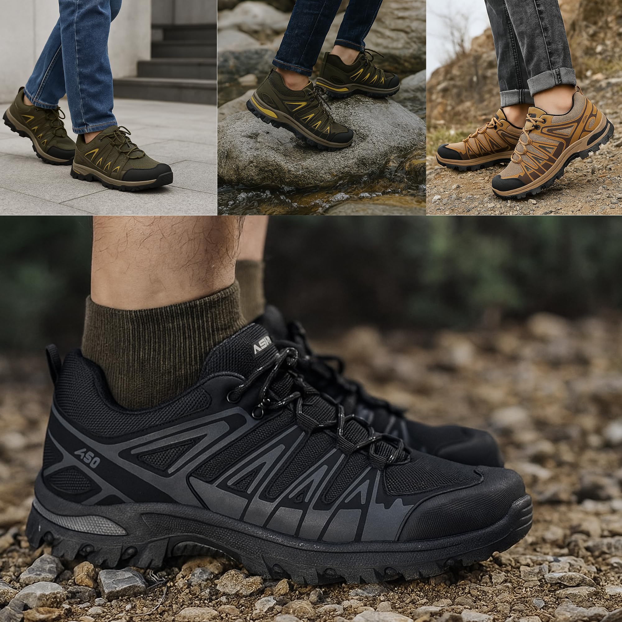 JOMIX Chaussures de Randonnée Homme Antidérapantes Sneakers Légères et Confortables Semelle Multi‑Terrain Robuste et Respirante pour Trekking Camping Ville et Usage Quotidien