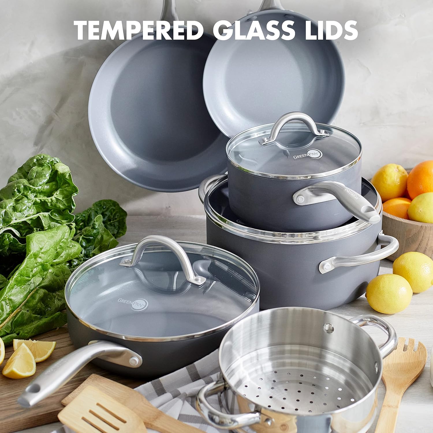 GreenPan Lima 12 Piece Ceramic Nonstick Cookware Set + 12.5" Wok Pan