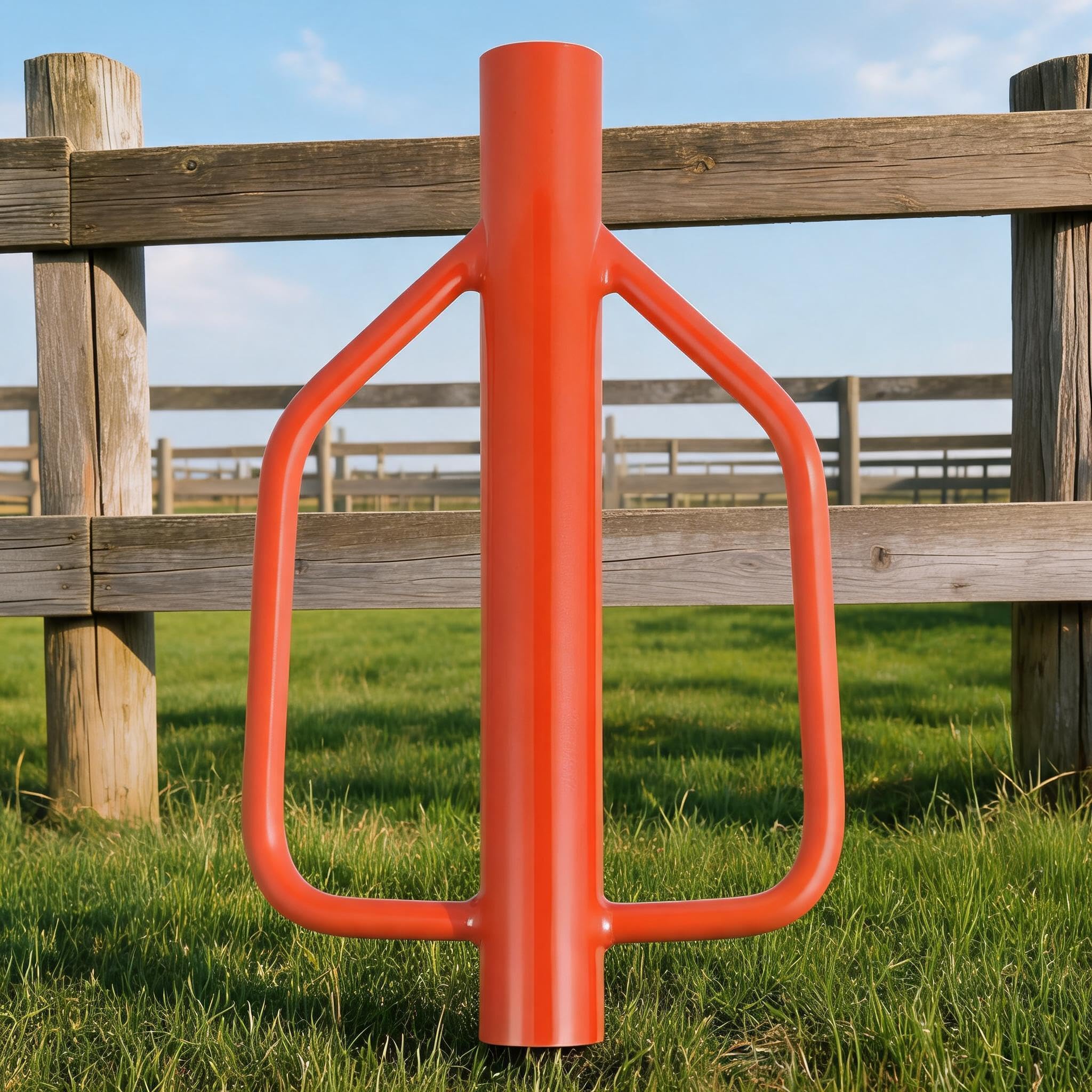 Aptliton Heavy Duty Steel Fence Post Driver – Ergonomic Handles for Comfortable Grip – Ideal for T-Post, U-Post, Fencing, Landscaping, Soil Compaction, Sign Installation – 18 lbs, Orange Color