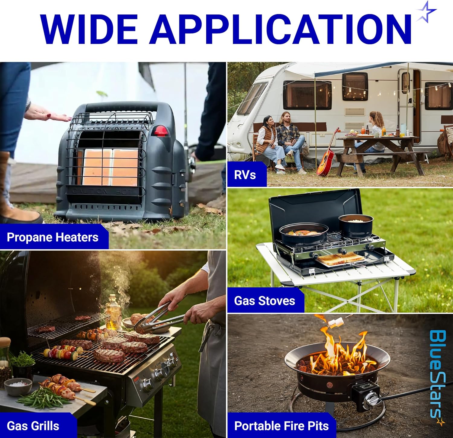 BlueStars 12 FT F273684 Propane Hose with Regulator for Mr Heater F273684 Buddy Heaters - Propane Hose F273684 for RV, Grill, Gas Stove, Gas Generator, 3/8in Female x 3/8in Male Street Elbow