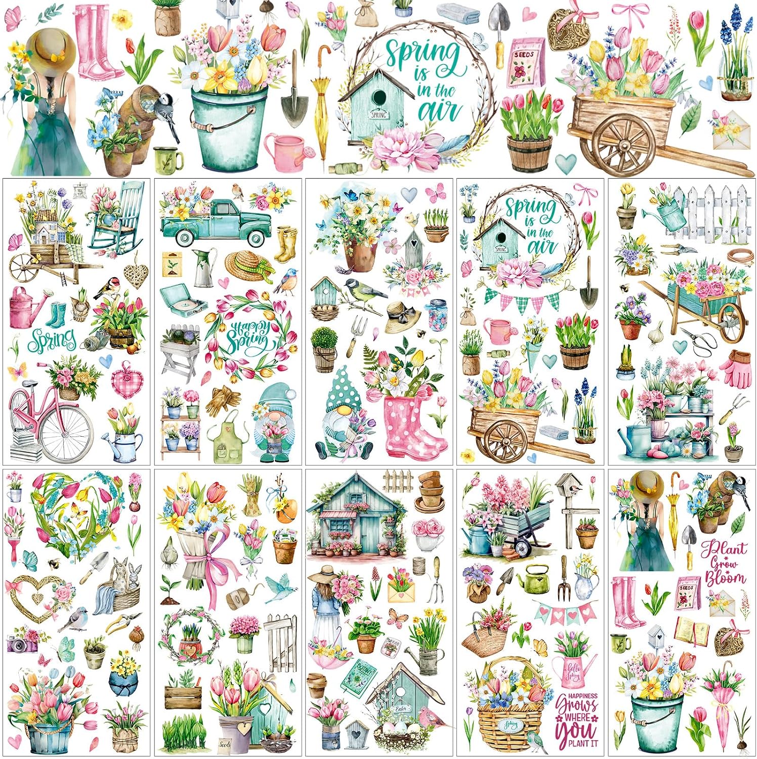 Transfer Stickers Spring Amazon.com: Geyoga 10 Sheets Spring Rub on Transfers for Crafts and ...