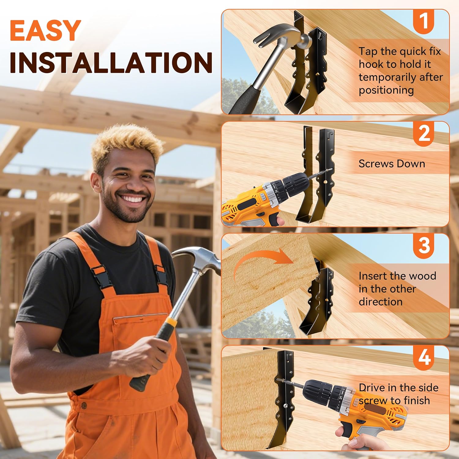 50 Pcs Black 2x10 Joist Hanger,LU210 18 Gauge Double Shear Face Mount Joist Hanger,Hurricane Ties for Rafters Tie Brackets Great for Floor Deck and Ceiling Joists