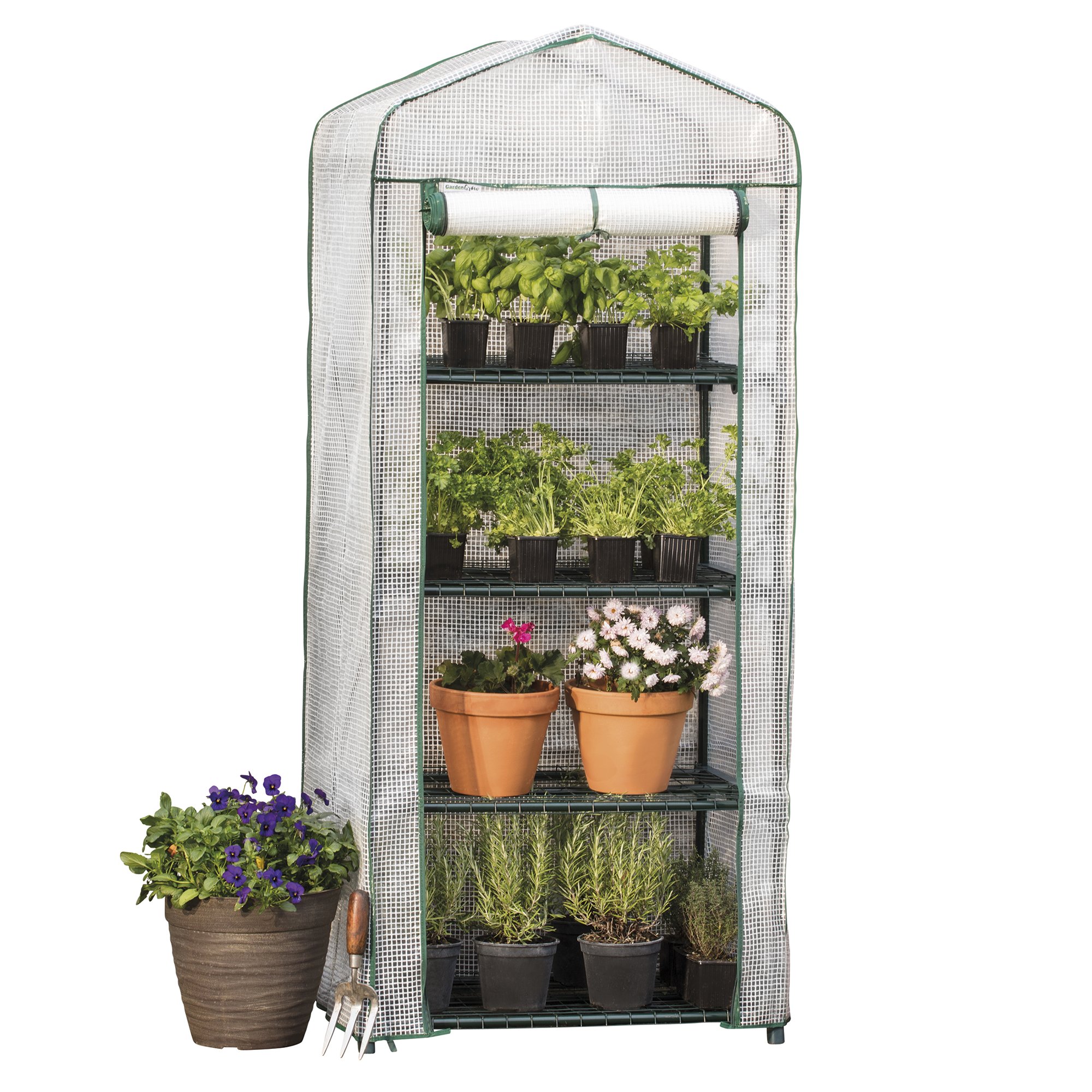 Garden Grow Garden Mini Greenhouse Plants Growhouse, 4 Tier with Roll Up  Door u0026 Reinforced PE Cover for Temperature Control (Greenhouse) :  Amazon.co.uk: Garden