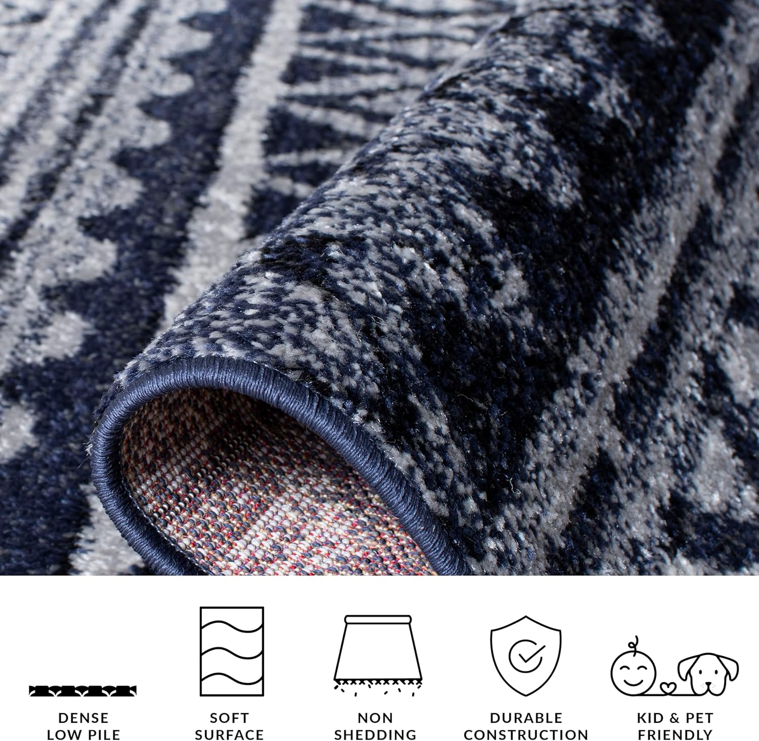 SAFAVIEH Adirondack Collection Accent Rug - 2'6" x 4', Ivory & Navy, Moroccan Boho Distressed Design, Non-Shedding & Easy Care, Ideal for High Traffic Areas in Entryway, Living Room, Bedroom (ADR119M)