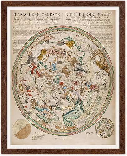 Miniatura 58 de Poster Master Póster celestial – Impresión del mapa de las estrellas – Regalo para astronomía, fanáticos lunares – Arte vintage para el hogar