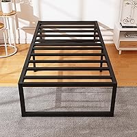 Vista 3 de 14 Inch Twin Bed Frame, No Box Spring Needed, Heavy Duty Metal Platform Bed Frame Twin, Strong Steel Slats Support, Noise Free, Easy Assembly, Black
