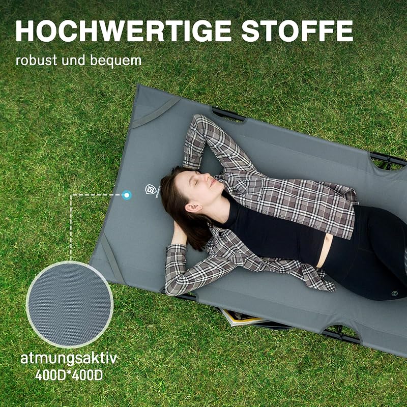 EVER ADVANCED összecsukható kemping ágy 200 kg terhelhetőséggel, 214x79 cm - Grey