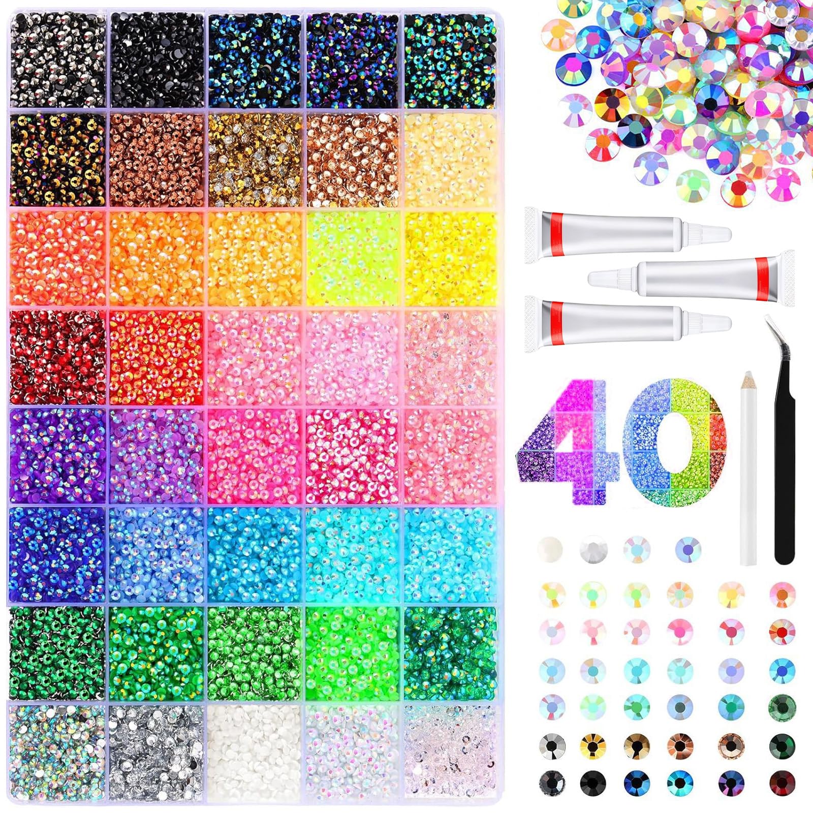 Bedazzler kit de piedras brillantes de 3 mm para diseño de uñas de resina