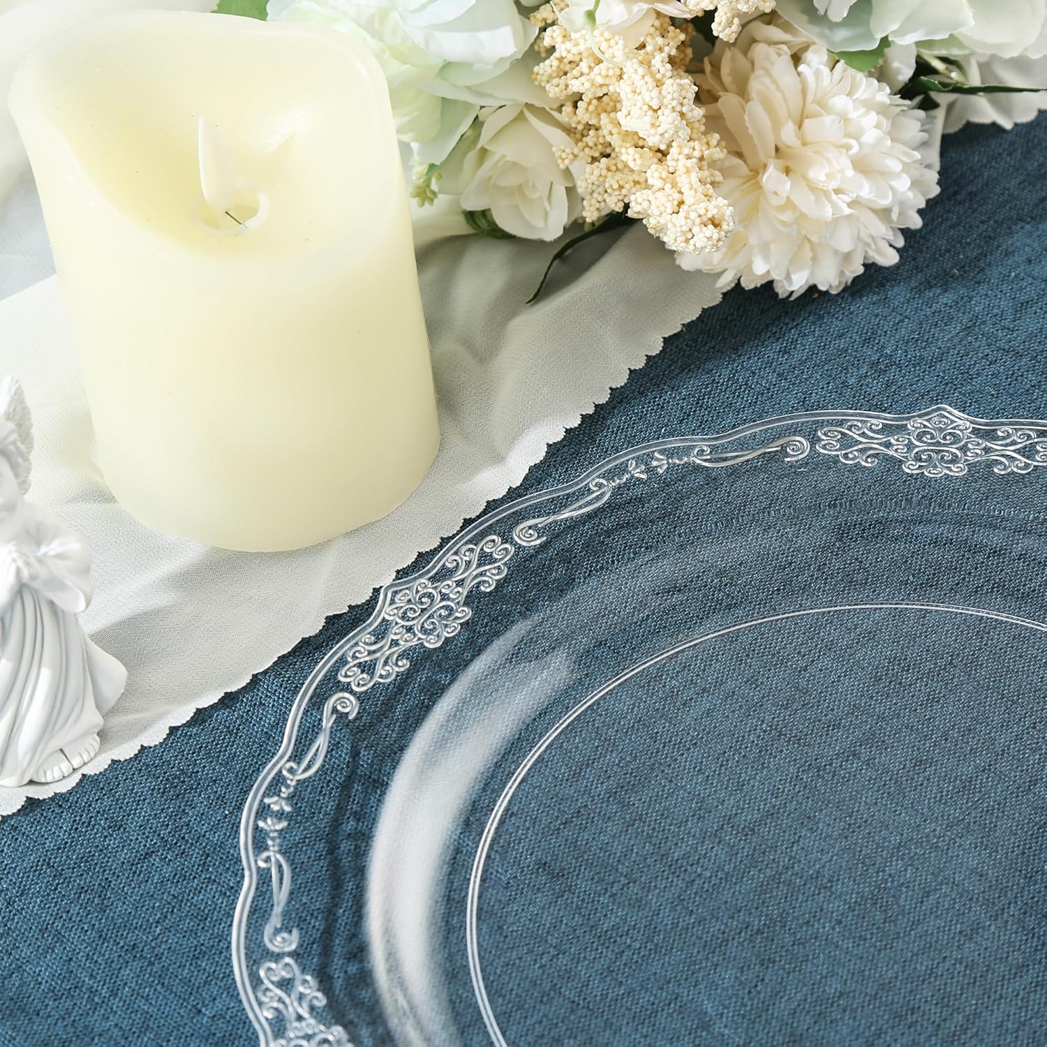 100 Pieces Clear Plastic Plates - 10.25 inch Clear Dinner Disposable Plates - Premium Hard Disposable Dinner Plates - Party Supplies for Birthdays, Celebrations, Wedding and Events - Image 5