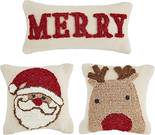 Miniatura 2 de Mud Pie Mini almohada de lona navideña, 1 unidad (paquete de 1), reno