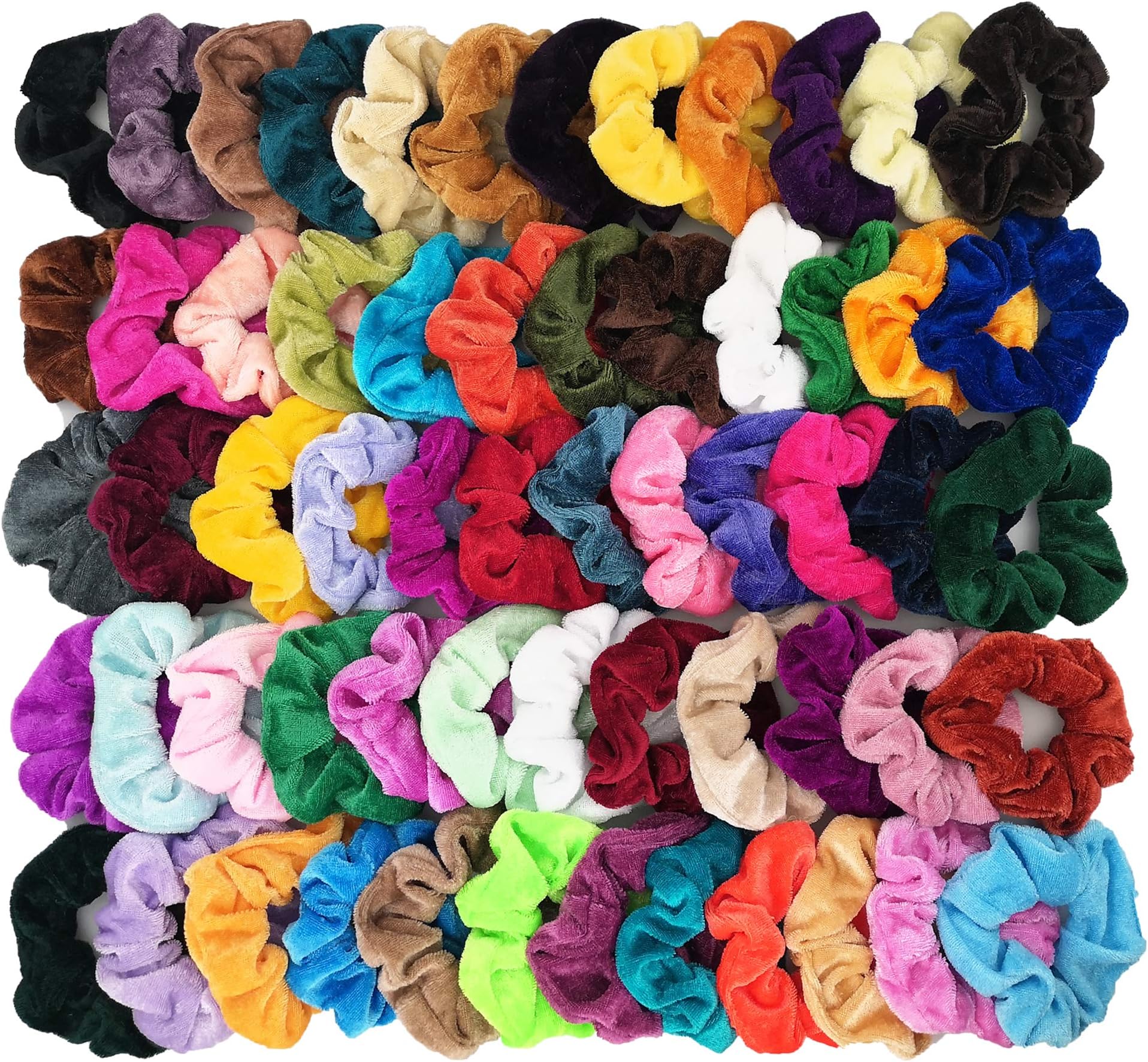 60pcs Hair Scrunchies, Velvet Elastic Hair Bands, Scrunchy Colorful Hair Ties Hair Ropes for Women or Girls Hair Accessories ¨C 60 Assorted Colors Scrunchies