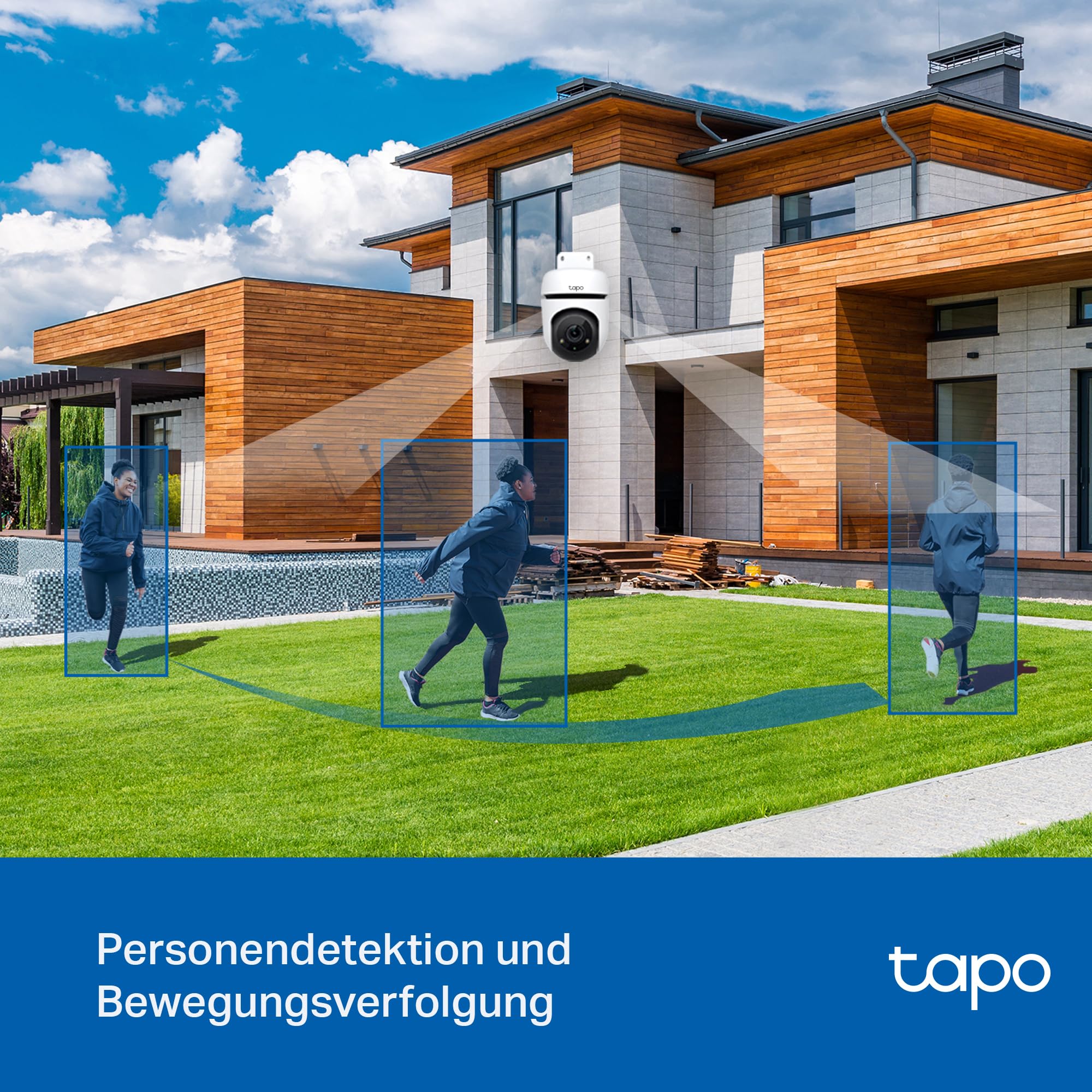 Tapo TP-Link C500 WLAN Überwachungskamera Außen, 360° Sichtbereich, 1080p Auflösung, Bewegungserkennung, Nachtsicht bis zu 30 m, Zwei-Wege-Audio, Kompatibel mit Alexa & Google