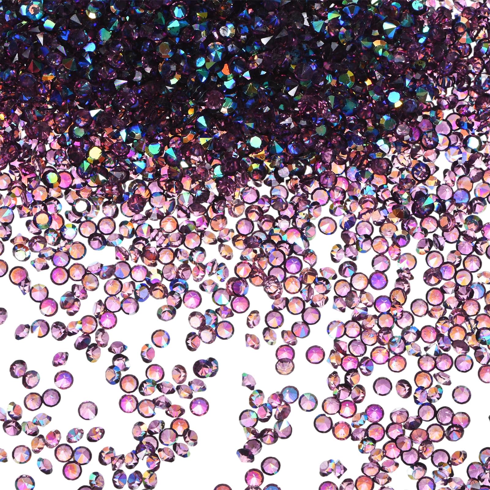 M METERXITY 14400-Pack Acrylic Diamonds, 0.12 Inch/3mm Wedding Table Scatter Confetti Crystals for Vase Fillers/Art Craft, Acrylic Diamonds Gems [Dark Purple AB]