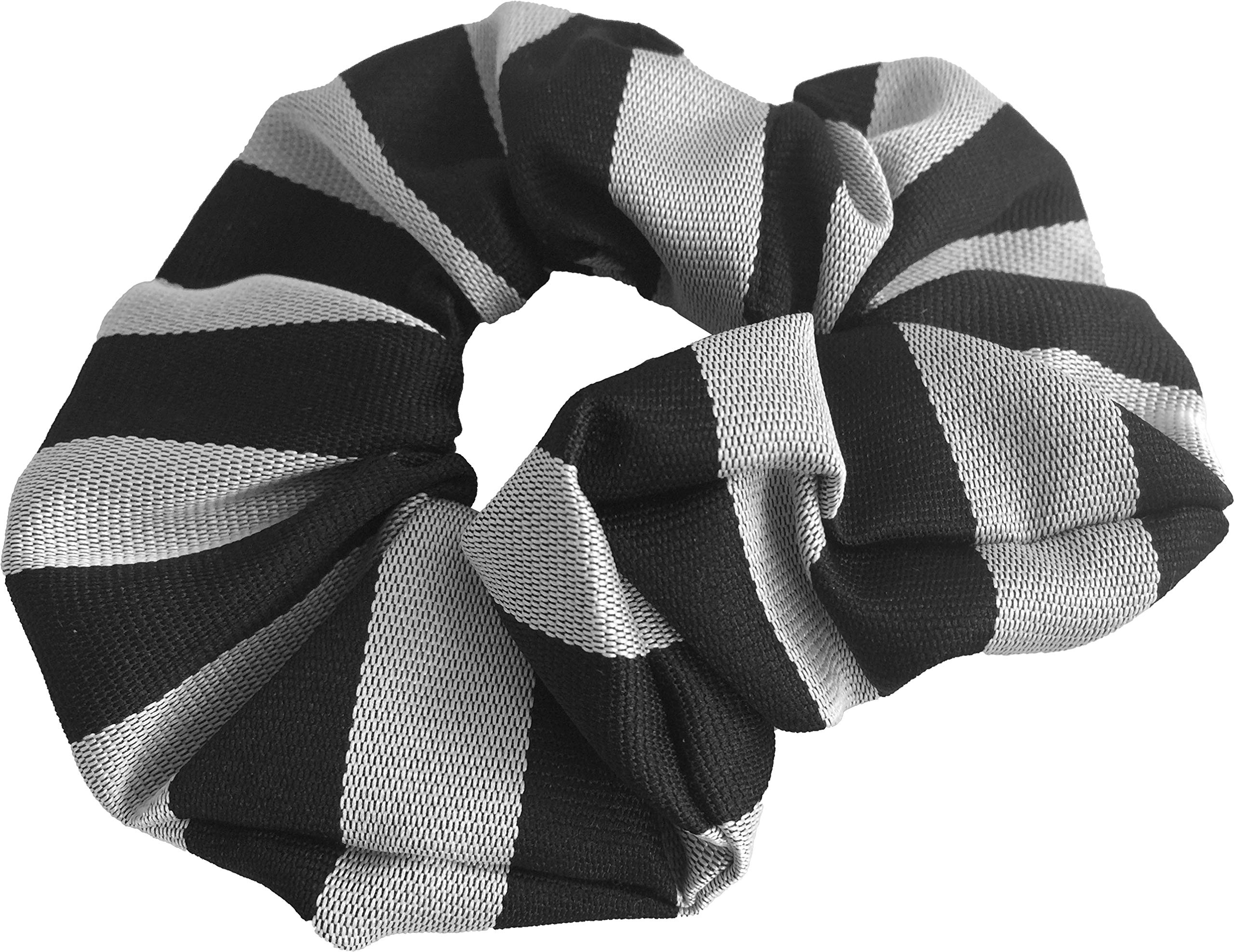 Great British Tie Club Girls School Stripe Elastic Hair Scrunchies (Black & White)