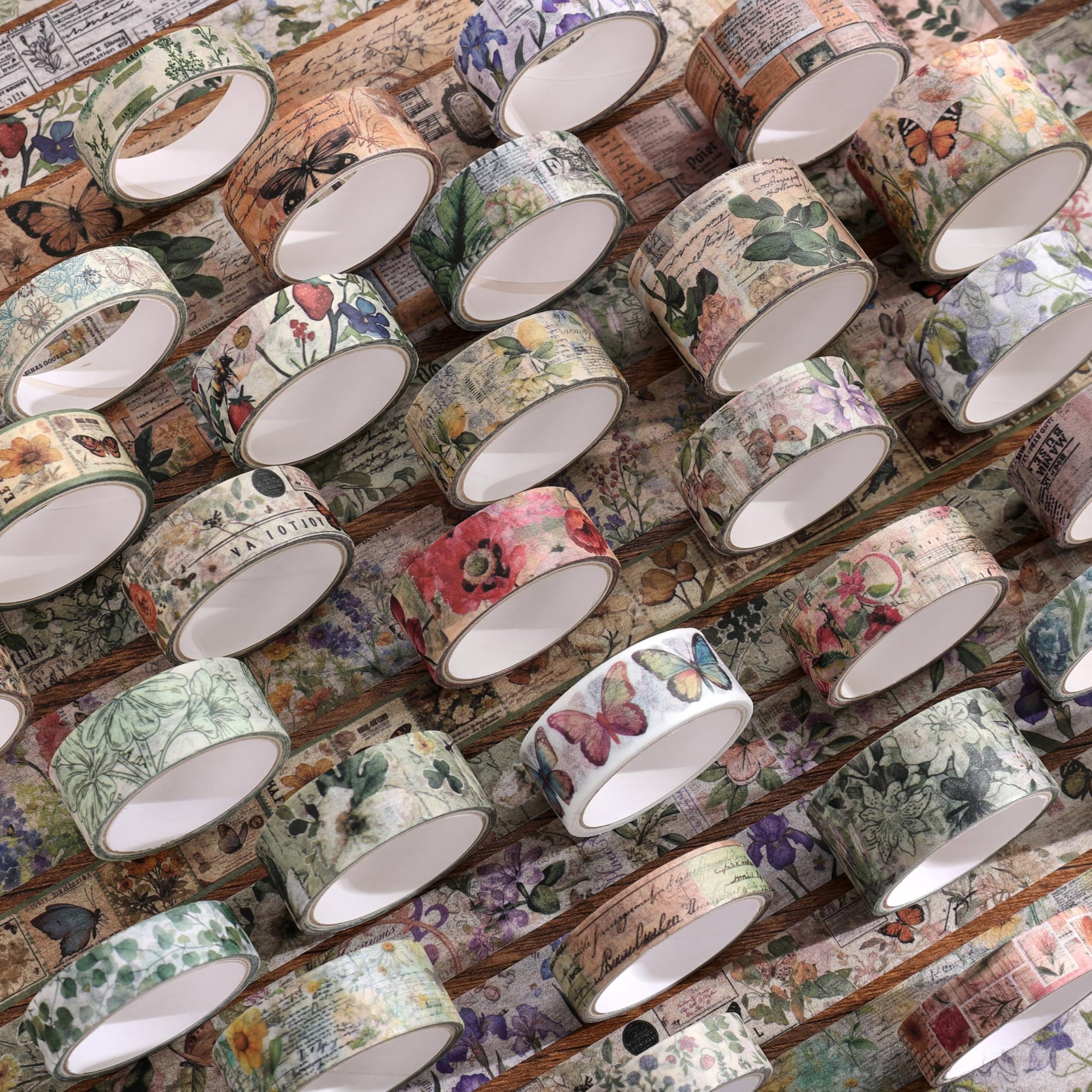 Vintage Washi Tape Set - Butterflies & Flowers -4