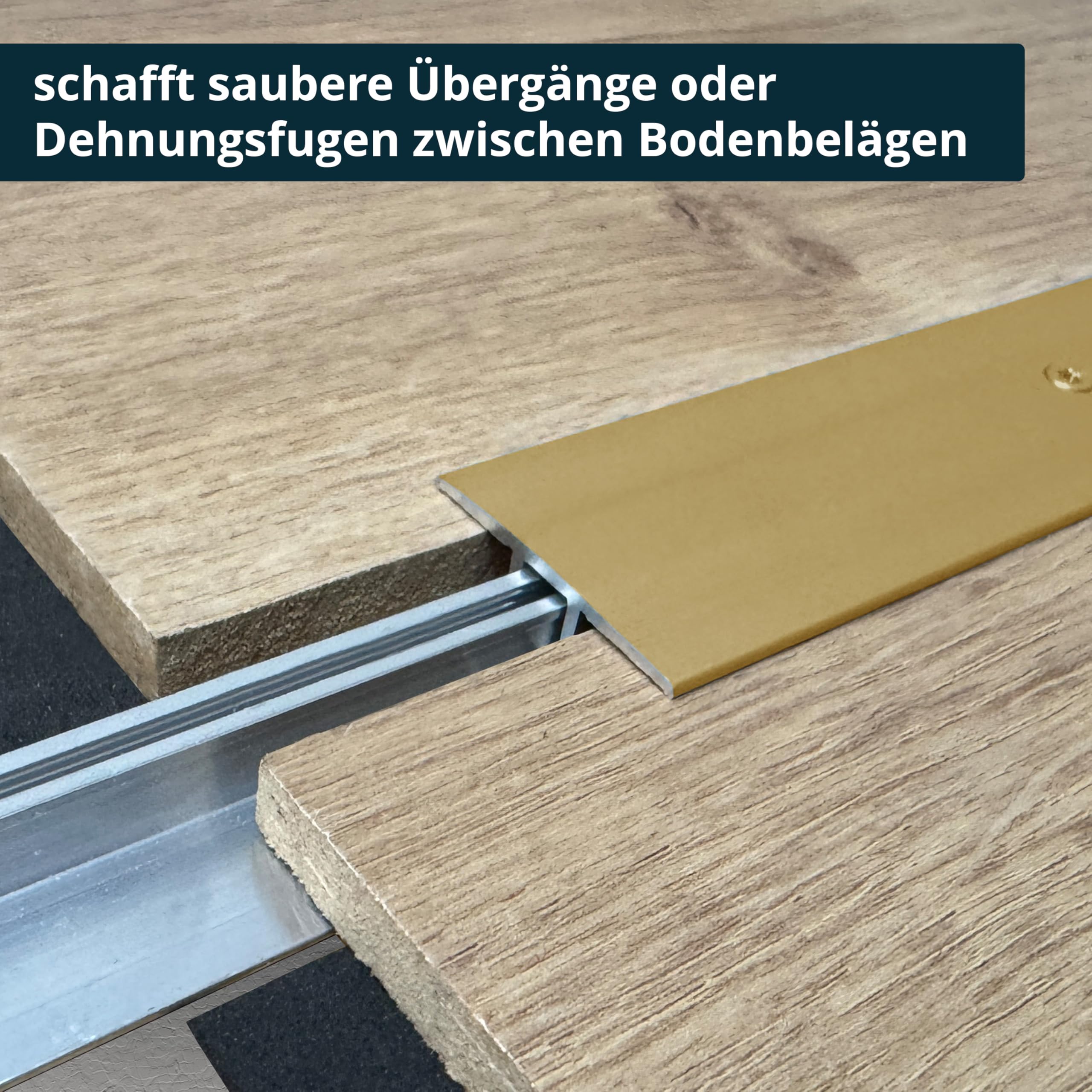 Perfil de transición ufitec® TPL Profi para parquet y suelos laminados - Ancho de cobertura: 33 mm - en dos piezas, atornillable y apto para espesores de suelo de 7 a 16 mm