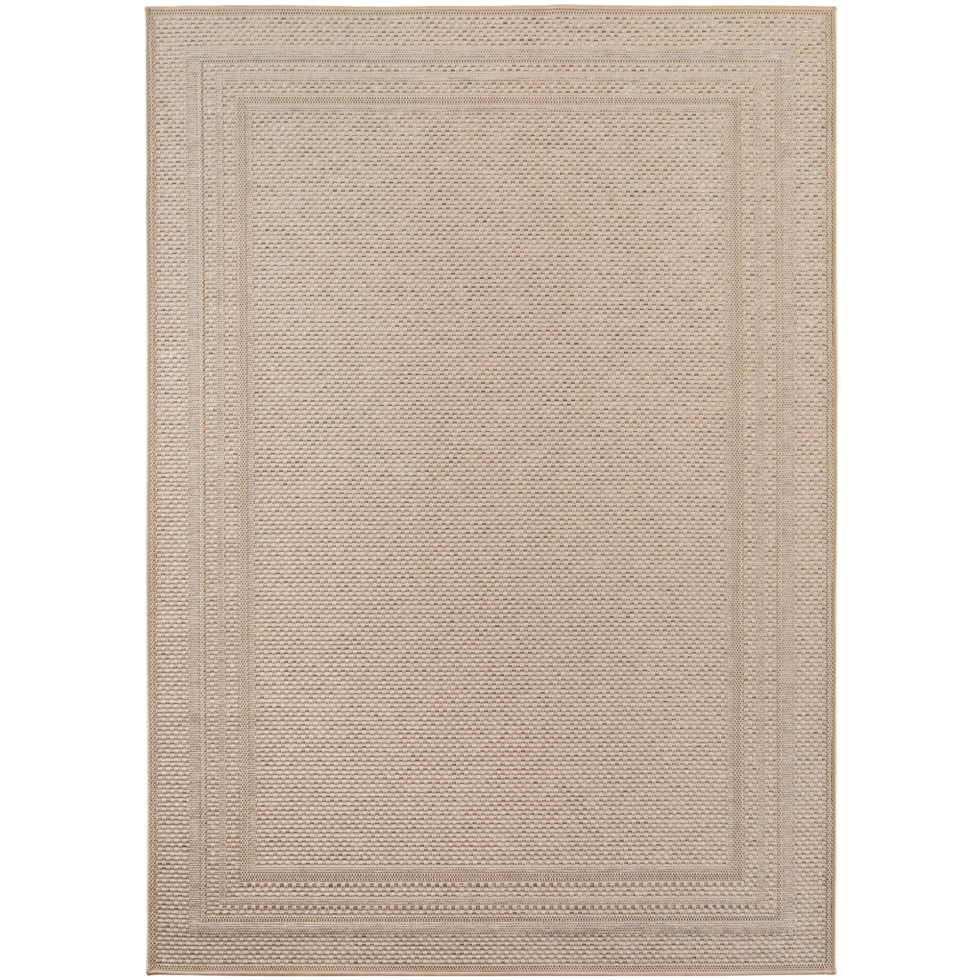 Teppium Tapis d'extérieur Beige 200x290 cm, résistant aux intempéries et aux UV, idéal pour la Cuisine, Le Balcon, la terrasse, Design uni avec Bordure