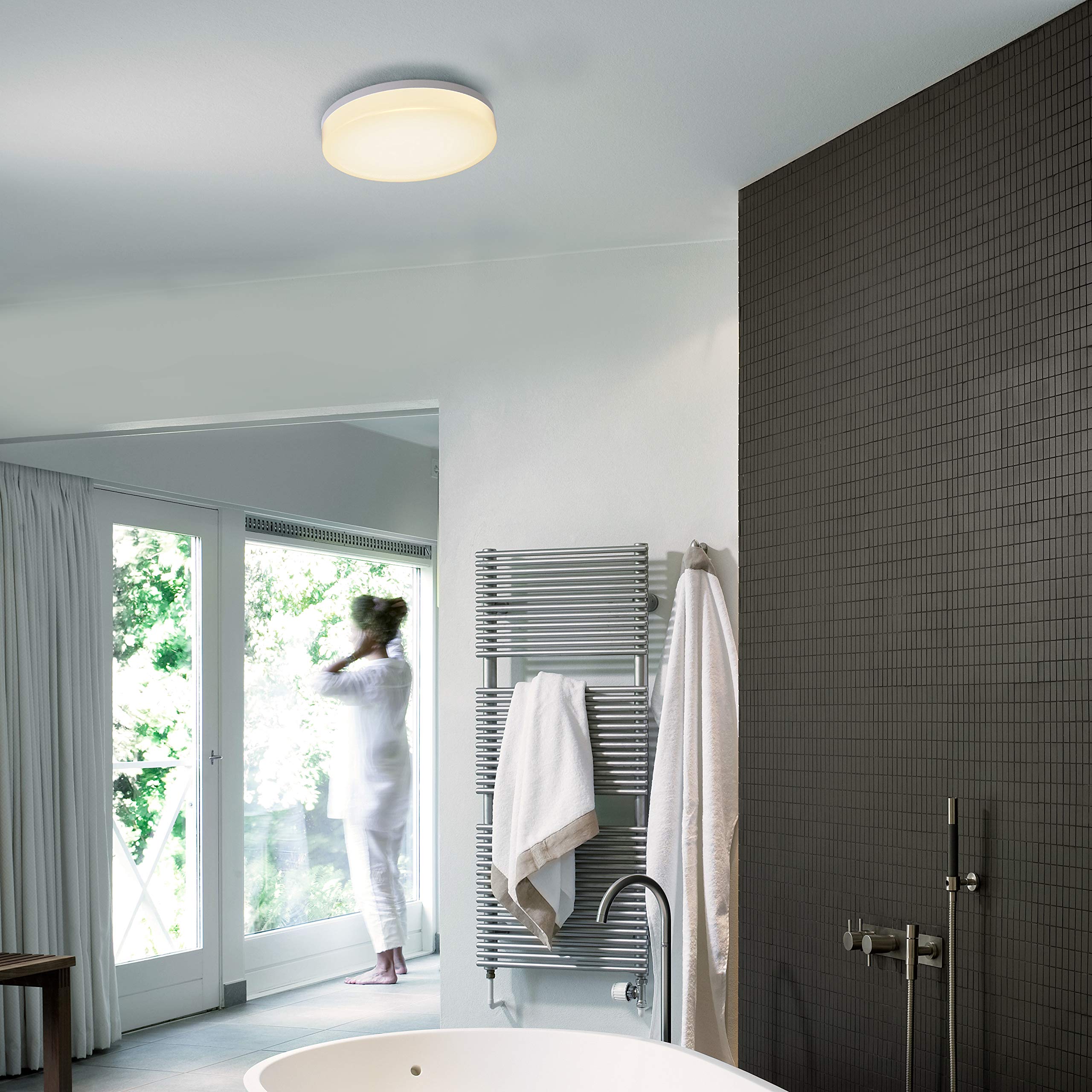 B.K.Licht - Plafón LED de 13W, Ø220 mm IP 54, Blanco Neutro 3000K, Redondo, 1500LM, plafon led techo