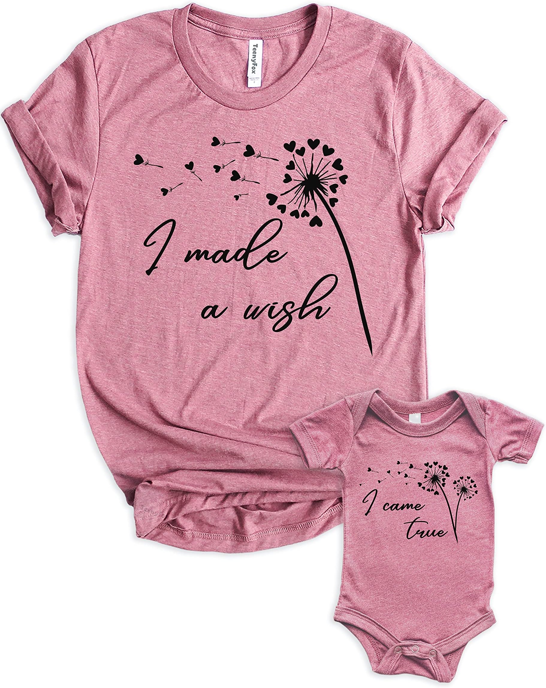 Teeny FoxMama I Made A Wish I Came True Baby Mother Matching Outfits Cute Family Shirts