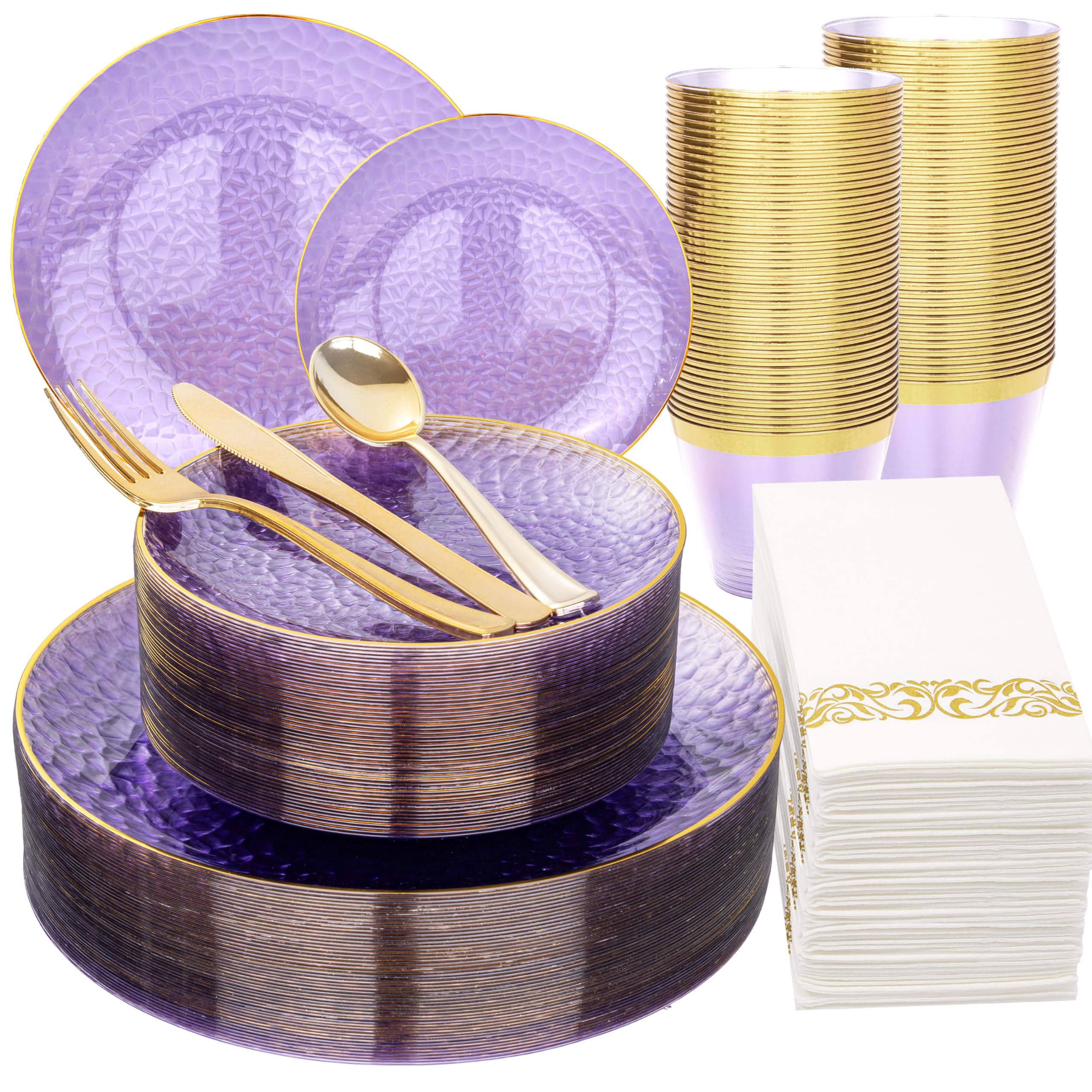 175 Pcs Blue Hammered Plates - Party Dinnerware Set -16