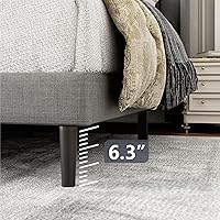 Vista 5 de Twin Bed Frames with Wingback Headboard, Upholstered Platform Beds, No Box Spring Needed Sturdy Wooden Slat Support, Easy Assemble, Light Gray