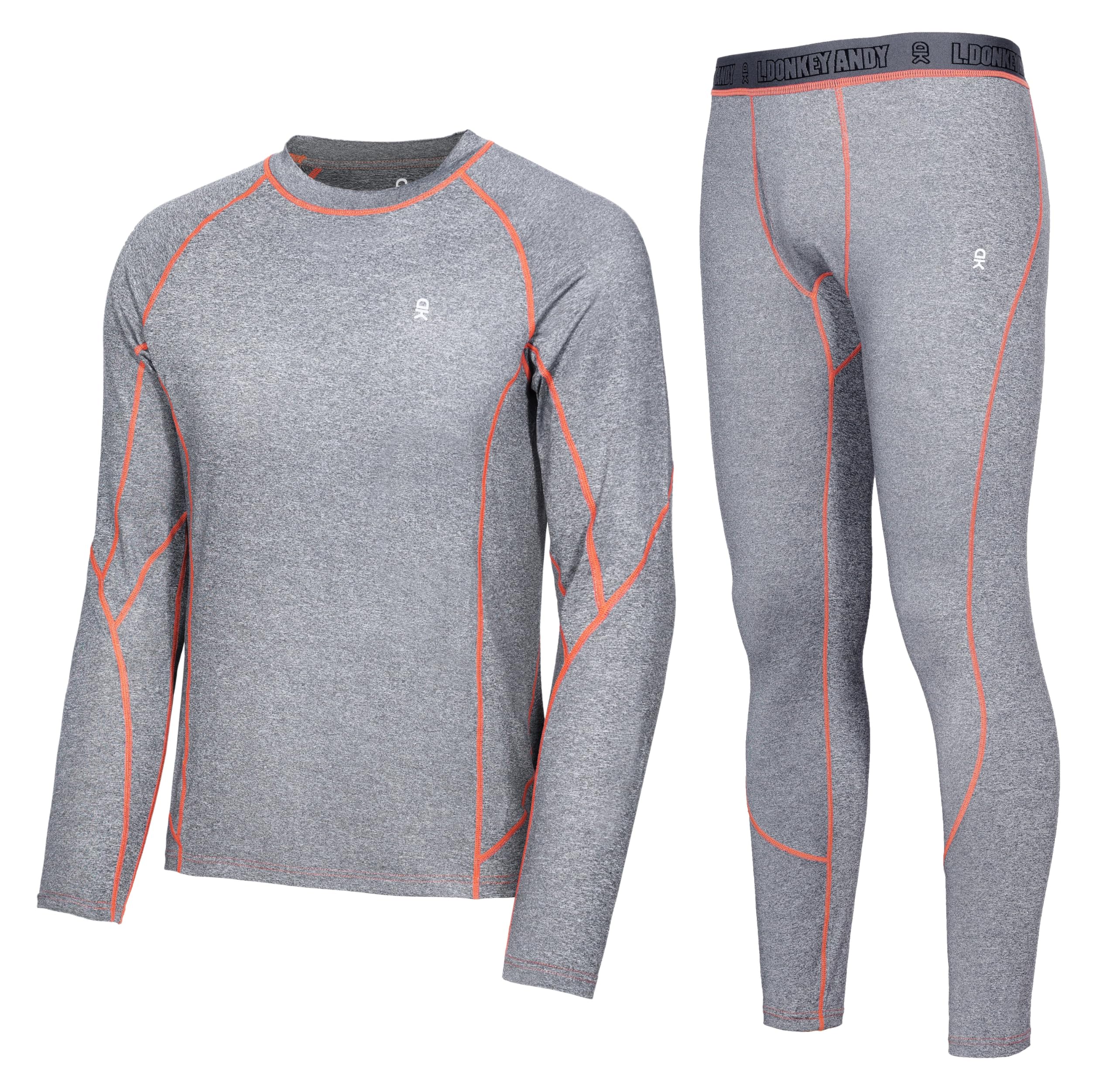 Men's Thermal Underwear Set Performance Base Layer Wicking Active Long Johns Top & Bottom with Fly