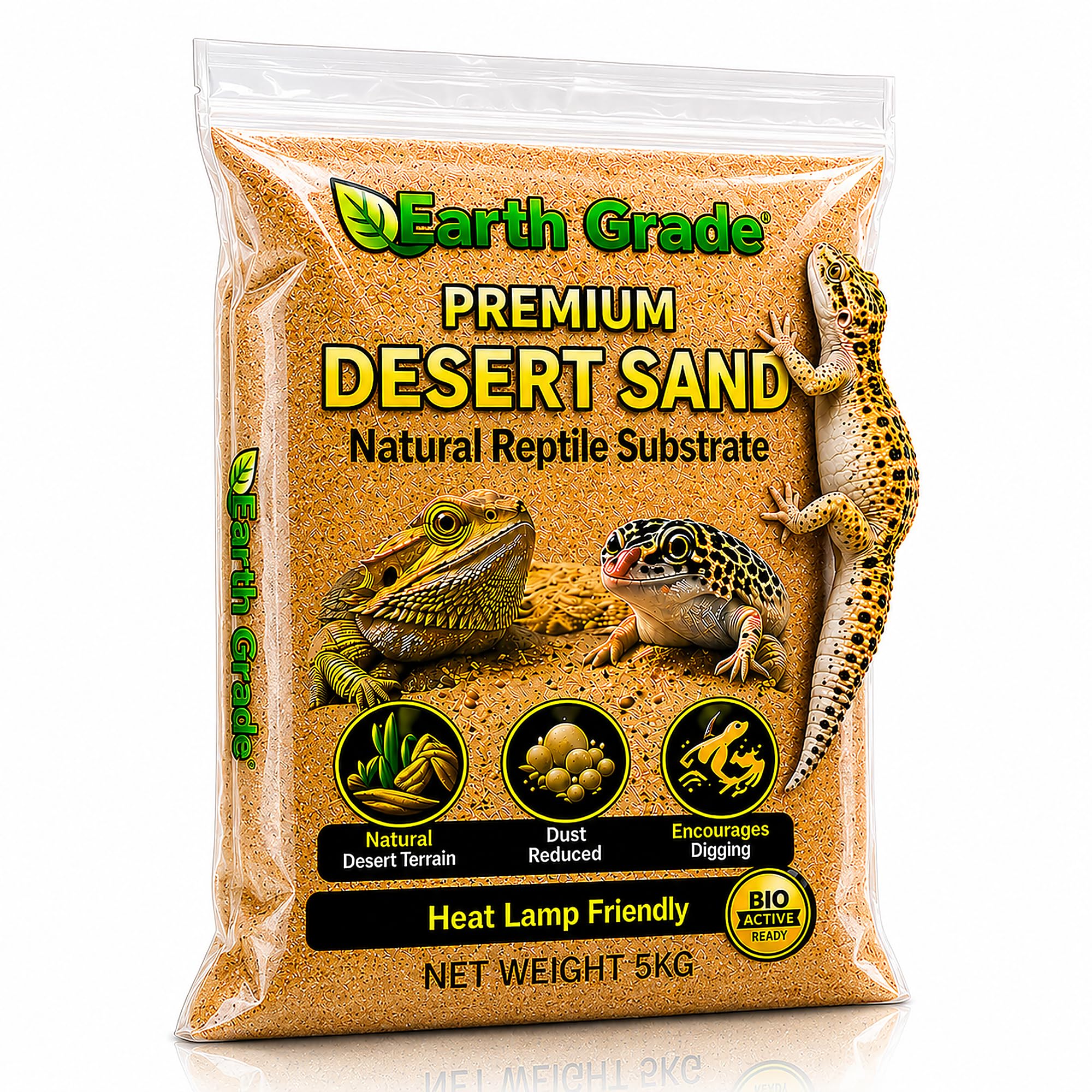 Sable du désert – Substrat naturel pour reptiles pour dragons barbu, geckos et lézards – Réduction de la poussière, sans danger pour la lampe – Encourage le creusement naturel et le