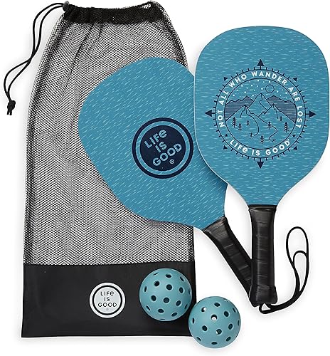 Miniatura 1 de Life is Good Juego de iniciación de pickleball - Incluye 2 paletas de pickleball de madera, 2 bolas de pickleball de tamaño reglamentario y bolsa de