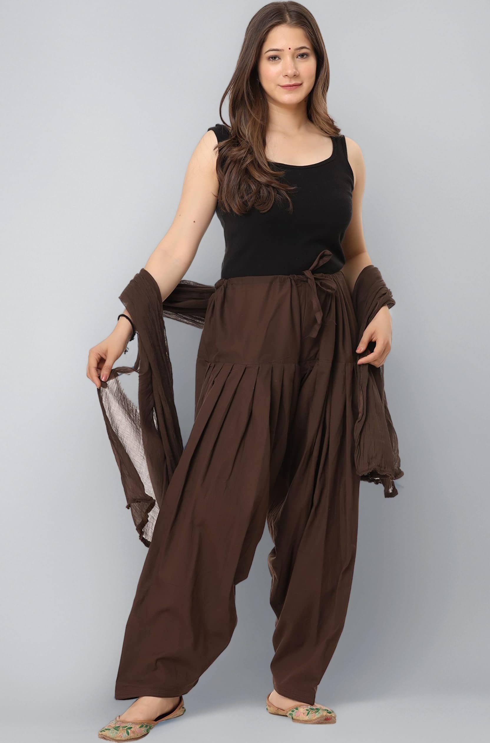 Woman's Plain Cotton SEMI Patiala Salwar with Dupatta|| Free Size || Plain Patiala || SEMI Patiala Pants || Solid Cotton Patiala || Patiyala