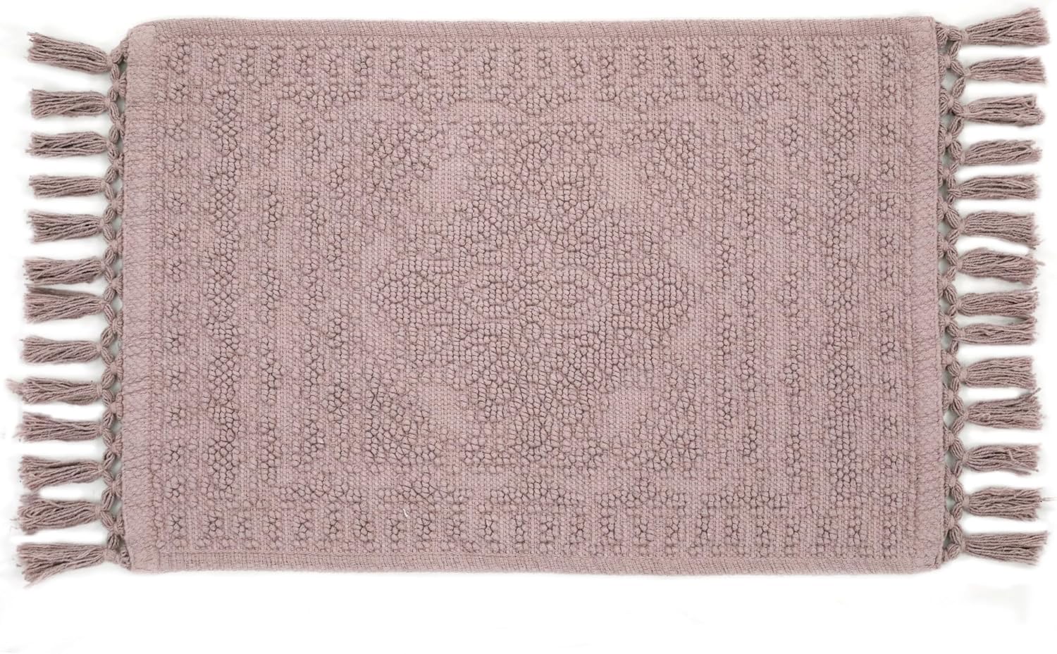 French Connection Nellore Bathroom Rugs, Woven and Beaded Bathroom Mats, Durable Non-Slip Bath Rugs, Thick BathMats for Bathroom and Shower Rugs, 17" x 28", Dusty Pink