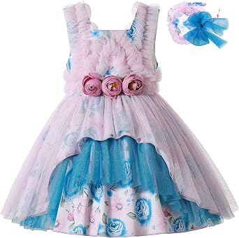 Girls Teens Vintage Floral Ruffle Tulle Sundress Clothes Toddler Princess Pageant Party Boutique Dress