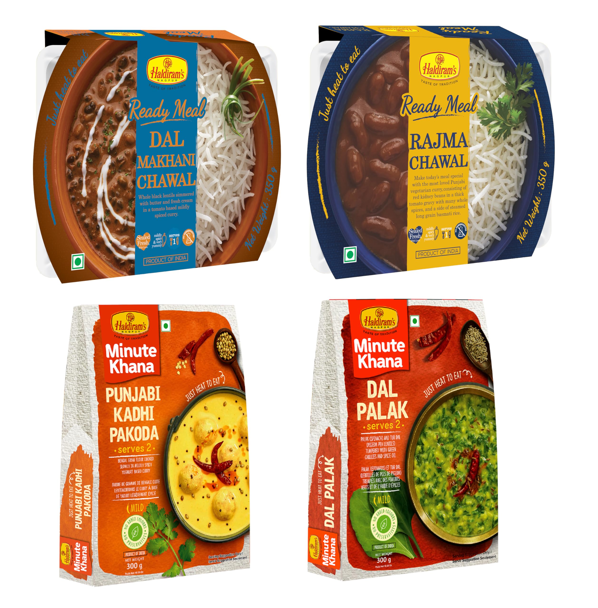 Haldirams Nagpur Ready To Eat Punjabi Kadhi Pakoda 300g, Rajma Chawal 350, Dal Palak 300g, Dal Makhani Chawal 350G Combo (B0D44Q9ZM7) Amazon Price History, Amazon Price Tracker