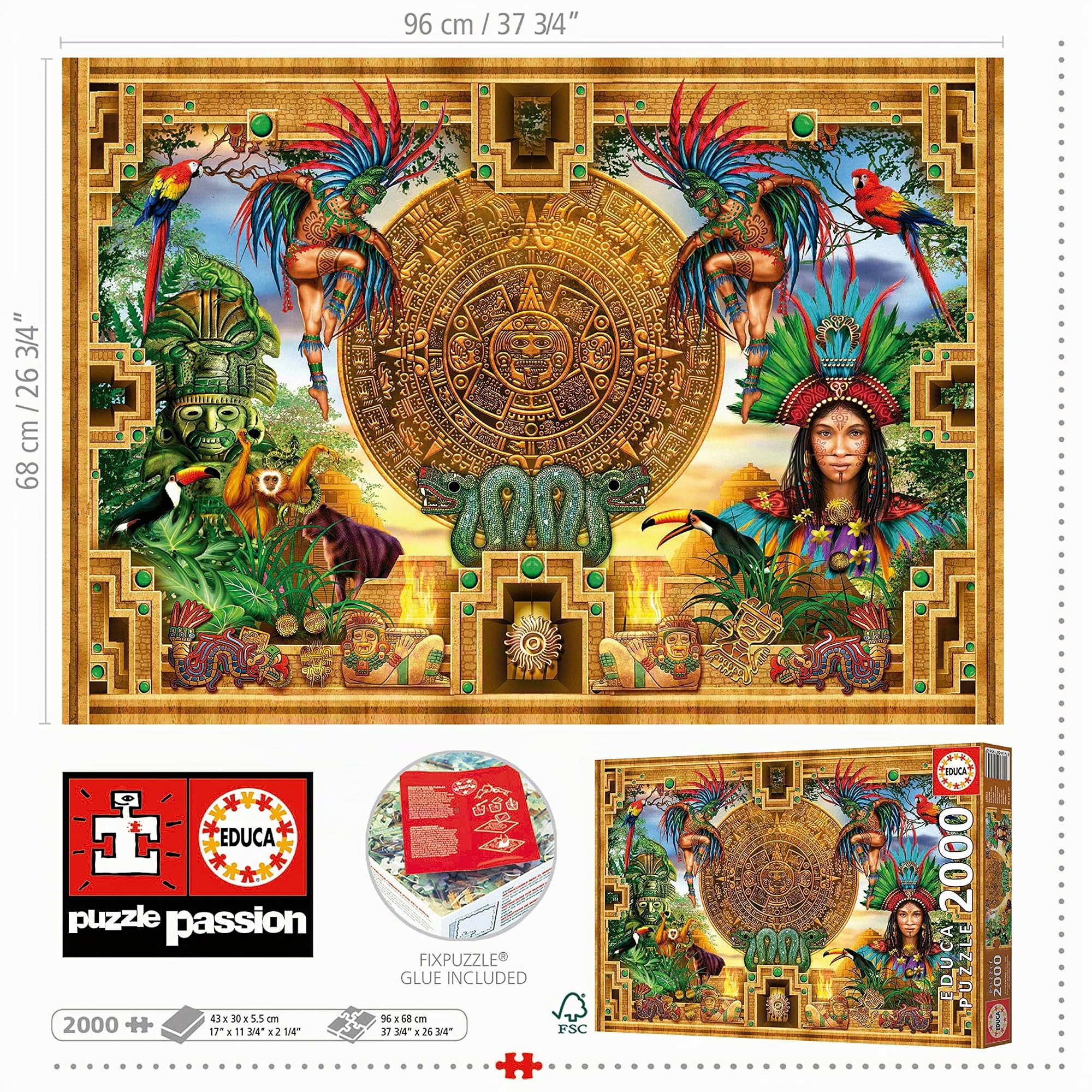Educa - Puzzle de 2000 pièces pour Adultes | Montage Aztèque Maya. Mesure : 96 x 68 cm | À partir de 14 Ans (19565)