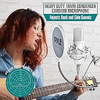 Vista 4 de Pyle Kit de transmisión de micrófono de escritorio con micrófono de estudio USB, soporte de brazo de condensador cardioide, filtro pop