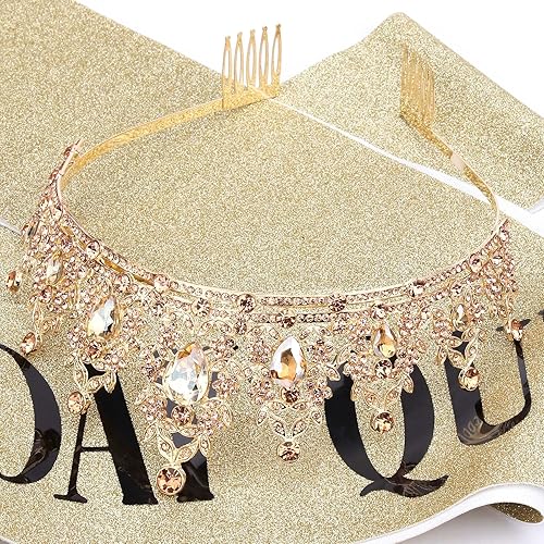 Miniatura 5 de CAVETEE Tiara y banda de cumpleaños barroca