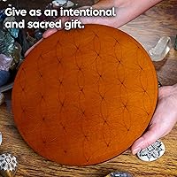 Vista 4 de Curawood Tablero de rejilla de cristal para piedras, tablero de geometría sagrada de flor de la vida de 10 pulgadas de diámetro, amplifica el poder