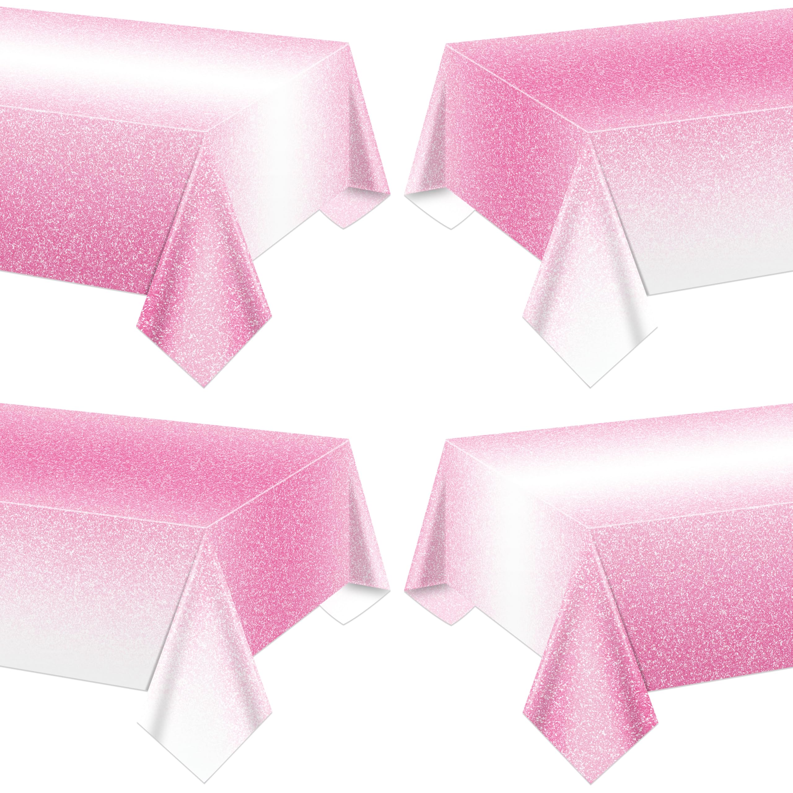 AJINXIN 4 Pack Ombre Pink Table Cloths, 130 x 220 cm Pink Tablecloths Gradient Plastic Table Cloths for Wedding Anniversary Party and Baby Shower