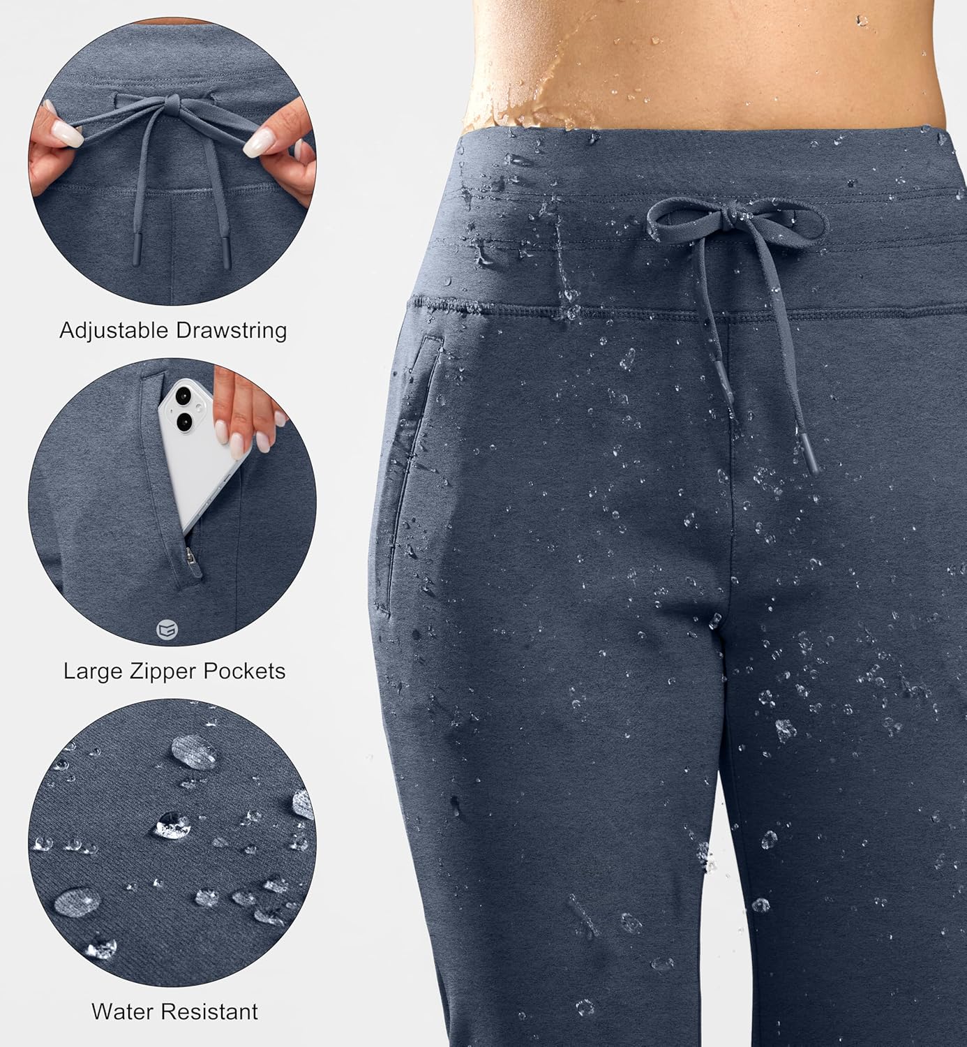 G Gradual Women's Fleece Lined Joggers High Waisted Water Resistant Thermal Winter Sweatpants Running Hiking Pockets - Image 4