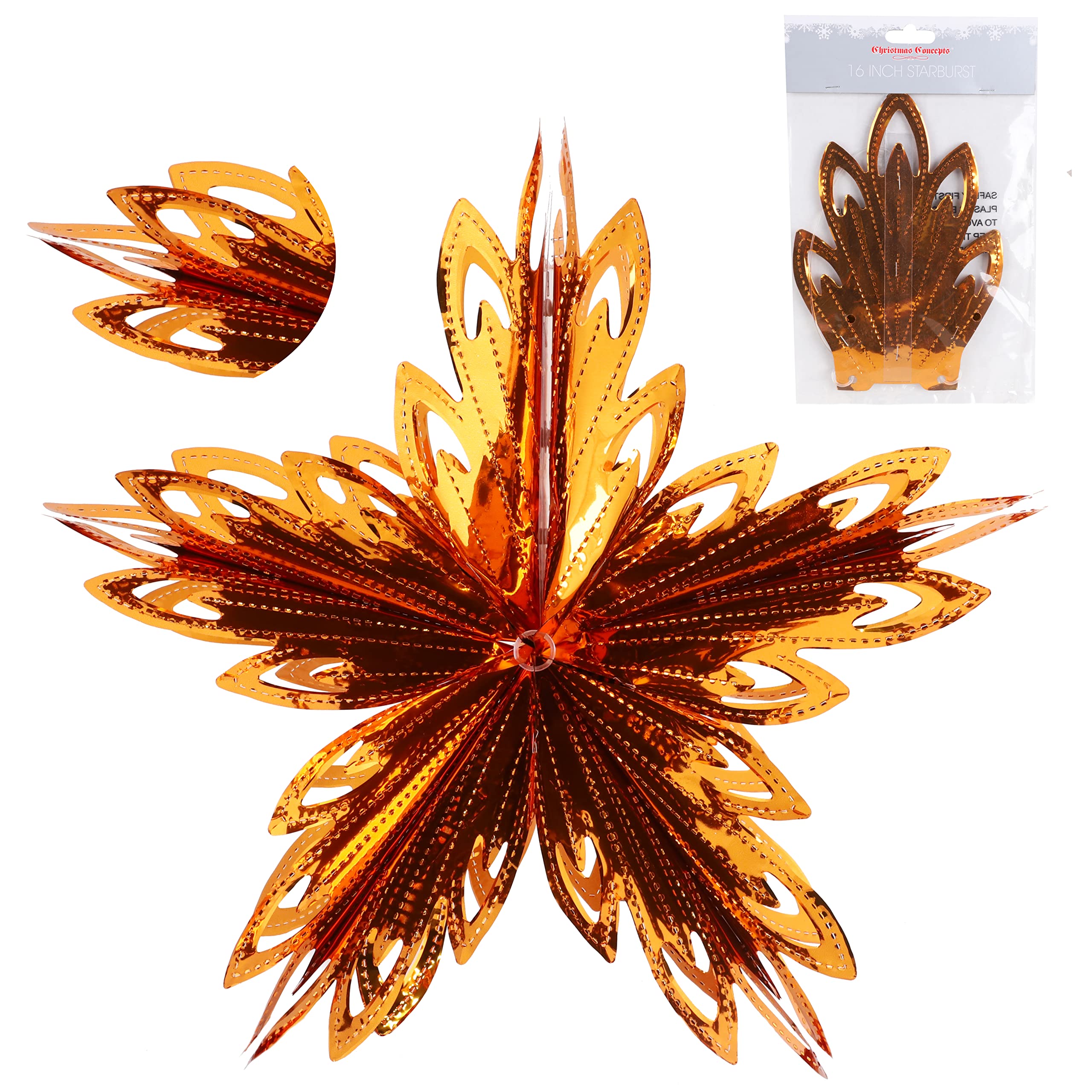 Christmas Concepts Copper Christmas Concepts® 16” (1.3Ft) Large Foil 3D Star Hanging Decoration – Christmas Trimming (Copper)