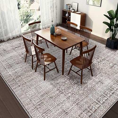 Miniatura 3 de Alfombras de área de 8 x 10 para sala de estar y dormitorio alfombra grande lavable con parte trasera antideslizante, resistente a las manchas,