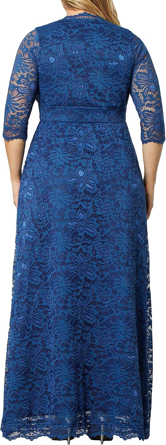 Kiyonna Women's Plus Size Maria Lace Evening Gown | Long Formal Dress with Sleeves - Image 3