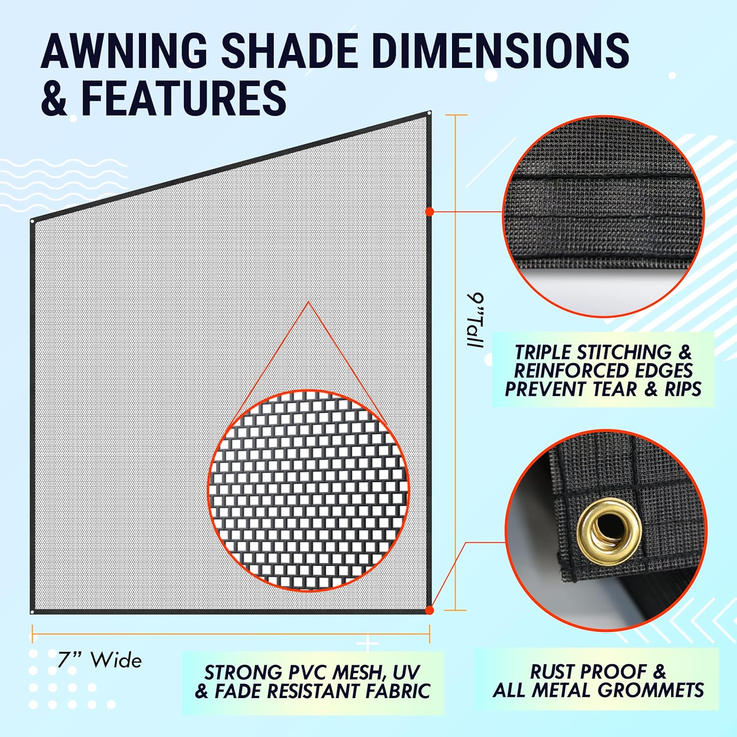 Buy LATCH.IT RV Awning Shade Screen 7x9’ Side RV Awning Screen Mesh