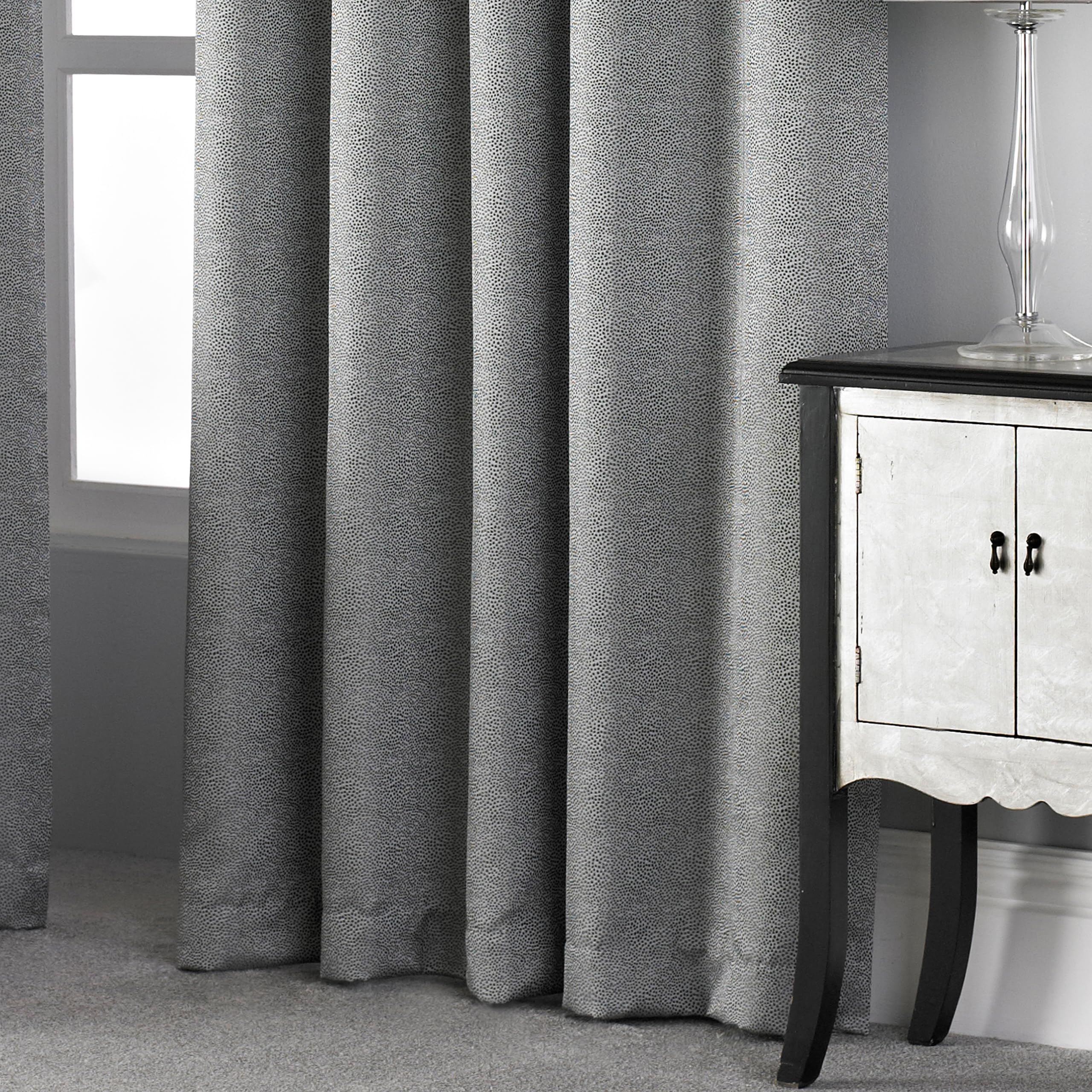Paoletti Pendleton Spotted Eyelet Curtains, 229 x 229cm, Graphite, W 90.2" x L 90.2" (1 Panels) - Image 3