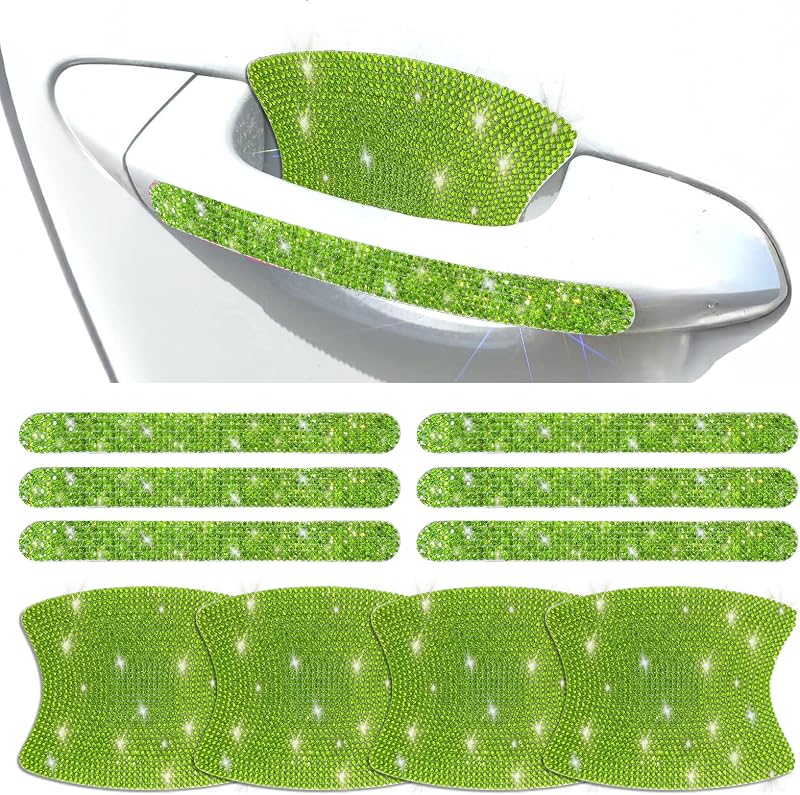 Protetor de maçaneta automotiva com strass zmoso verde – 10 unidades