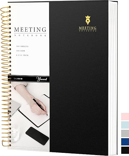 Cuaderno de reuniones para el trabajo con artículos de acción, planificador de reuniones en espiral de tapa dura para oficina, negocios, reuniones,