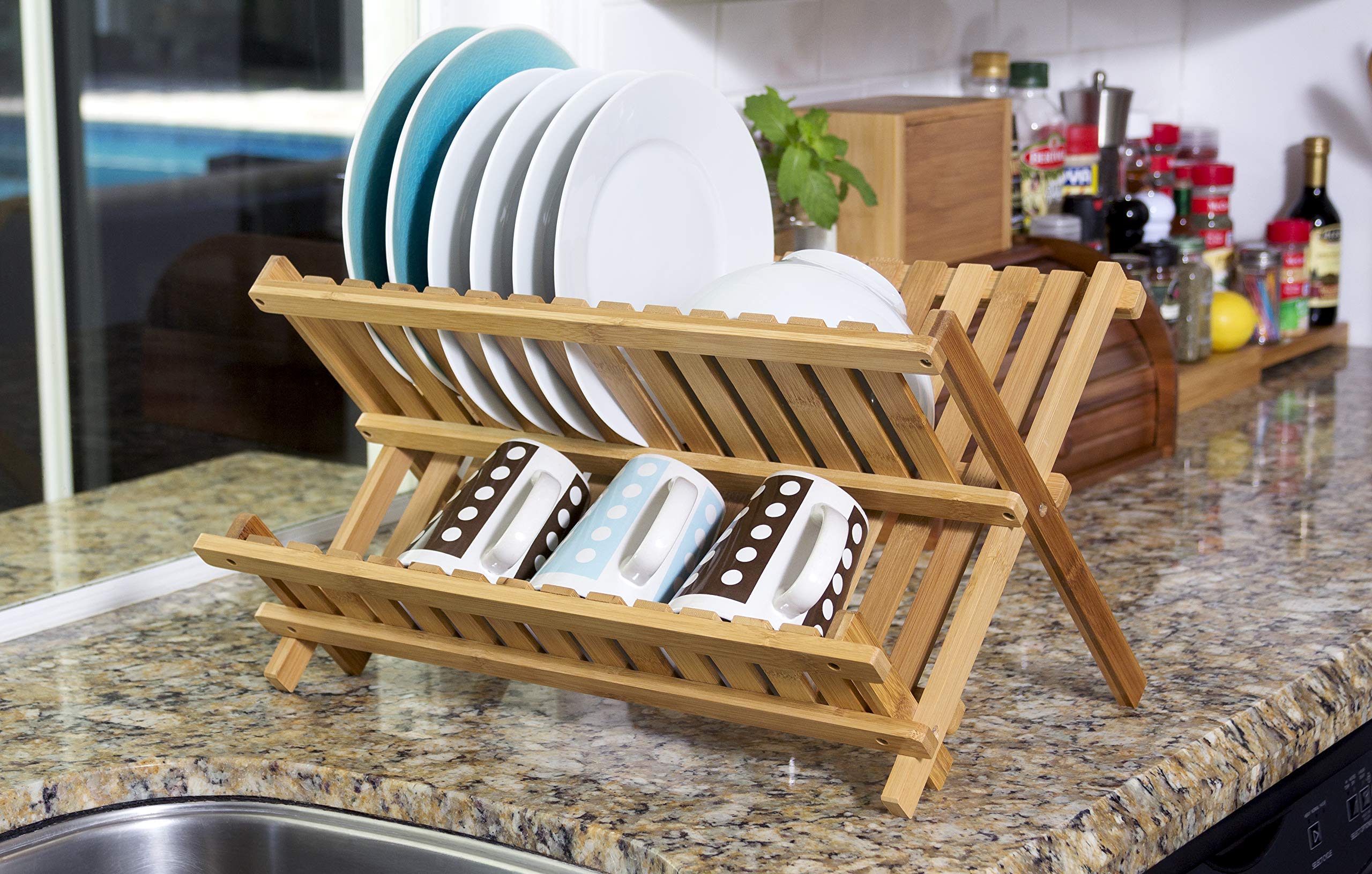 hxo Stripe Table Natural Dish Dryer セット Amazon.com - Lipper International 8813 Bamboo Wood Folding