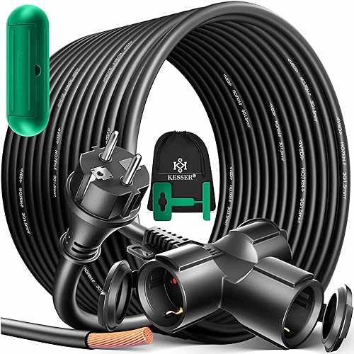 KESSER® Verlängerungskabel 25m Mehrfachstecker mit 3 x Schuko Stecker mit